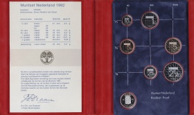 Authentic souvenir of Dutch coin yearset, Guilders Beatrix - Hfl. 0,05 -till Hfl. 5,00 Quality: Proof Packaging: de luxe, including silver Province medal