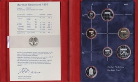 Authentic souvenir of Dutch coin yearset, Guilders Beatrix - Hfl. 0,05 -till Hfl. 5,00 Quality: Proof Packaging: de luxe, including silver Province medal