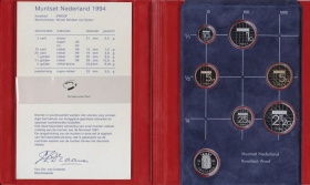 Authentic souvenir of Dutch coin yearset, Guilders Beatrix - Hfl. 0,05 -till Hfl. 5,00 Quality: Proof Packaging: de luxe, including silver Province medal
