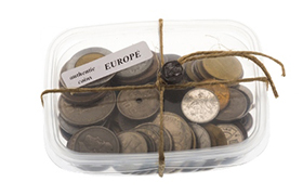 Authentic souvenir of Box with European authentic coins - 333 grams