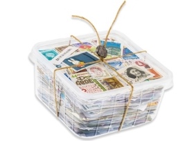 Authentic souvenir of Box with Dutch stamps on paper - large